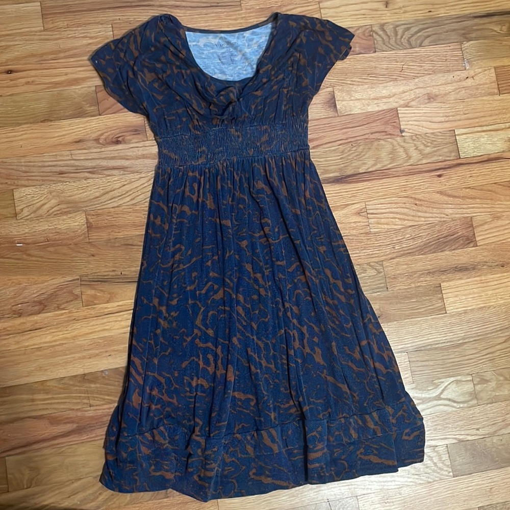 Liz Lange Maternity XS Navy Blue and Brown Dress